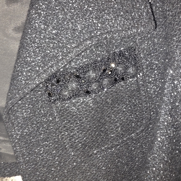 Teri Jon Sparkling Black Cropped Blazer - Picture 3 of 6